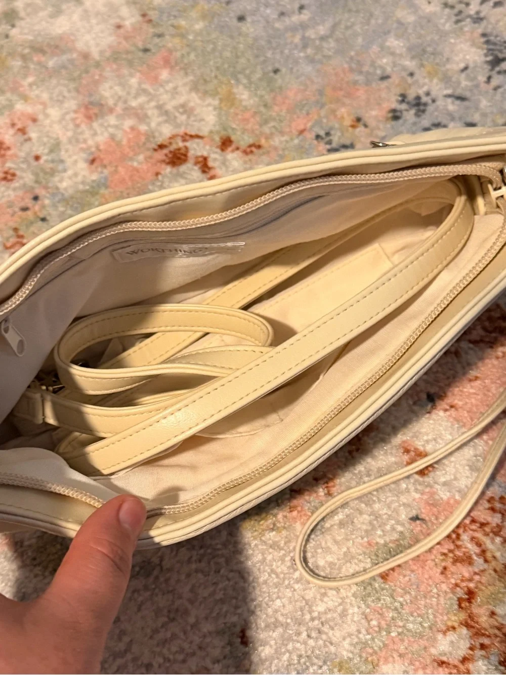 Worthington Cream Leather Wristlet Clutch
